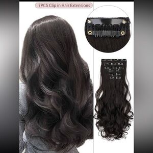 Wig 18 Inch Large Wavy Curly Hair Synthetic Matte High-Temperature Hair 7pcs Set